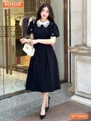 Đầm thiết kế BEMINE cổ ren khoét vai tay phồng dáng chữ A phù hợp đi làm-MT10096