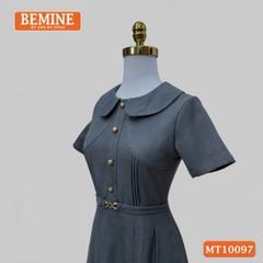 Đầm thiết kế BEMINE cổ sen đính cúc dáng chữ A phù hợp đi làm, đi chơi-MT10097
