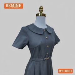 Đầm thiết kế BEMINE cổ sen đính cúc dáng chữ A phù hợp đi làm, đi chơi-MT10097