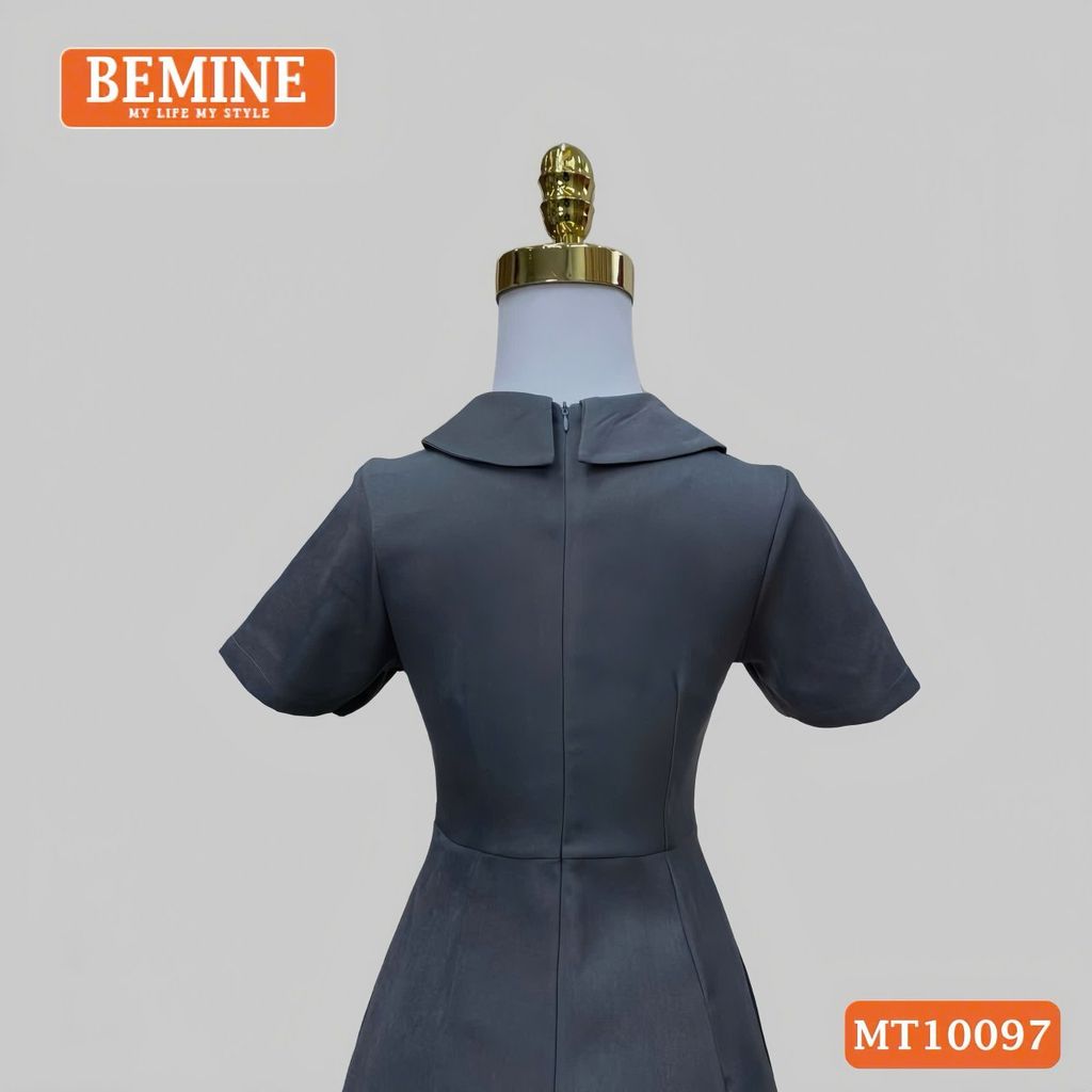 Đầm thiết kế BEMINE cổ sen đính cúc dáng chữ A phù hợp đi làm, đi chơi-MT10097