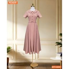 Đầm thiết kế BEMINE cổ sen đính cúc dáng chữ A phù hợp đi làm, đi chơi-MT10097