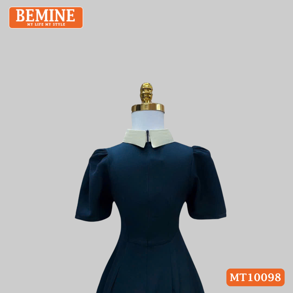 Đầm thiết kế BEMINE cổ đức giả áo khoác đính ngọc dáng chữ A phù hợp đi làm, đi dạo phố-MT10098