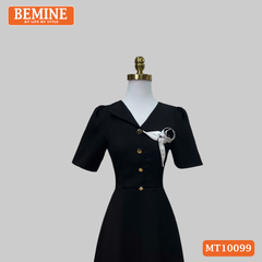 Đầm thiết kế BEMINE cổ V ngực đính hoa dáng chữ A phù hợp đi làm-MT10099