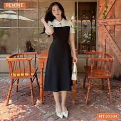 Đầm thiết kế BEMINE cổ đức tay phồng đính nơ dáng chữ A phù hợp đi làm, đi chơi-MT10104