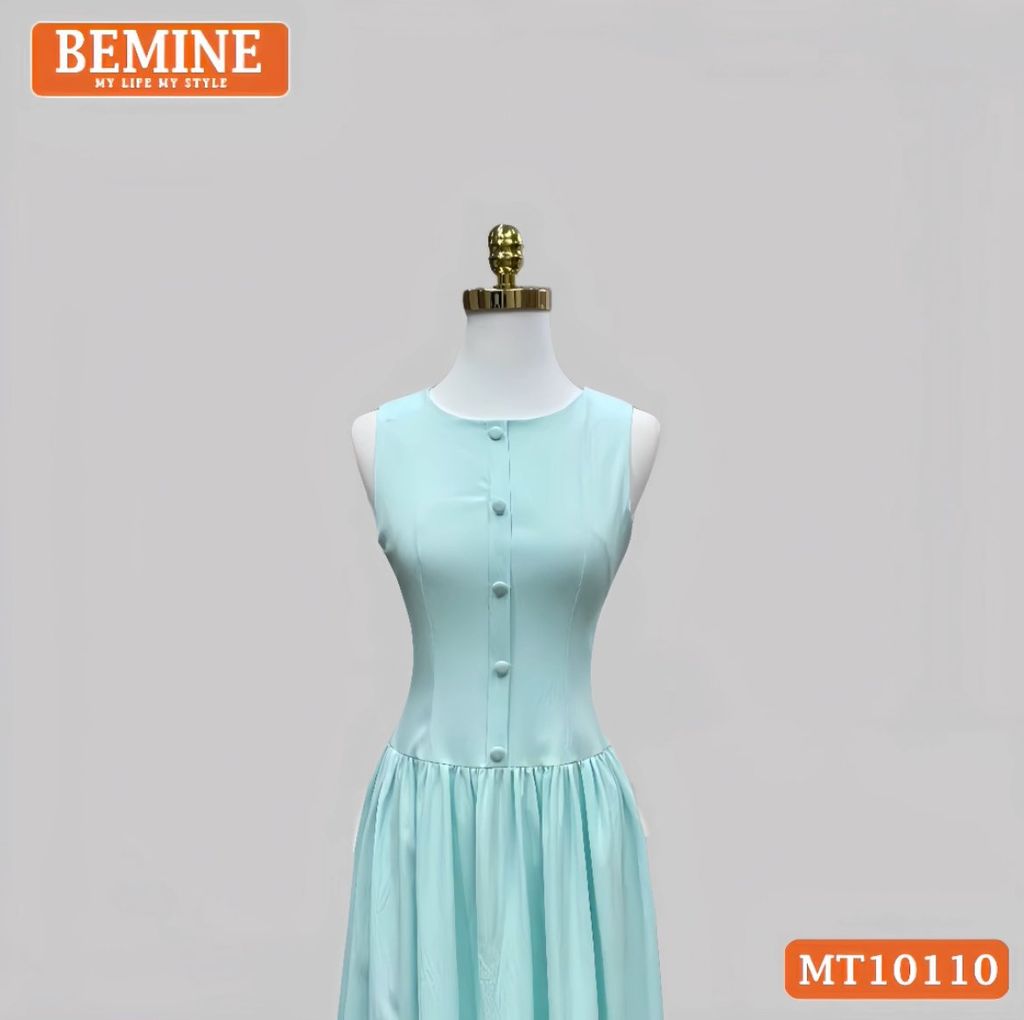 Đầm thiết kế BEMINE cổ tròn sát nách dáng xòe phù hợp đi chơi-MT10110