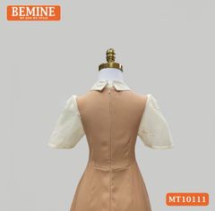 Đầm thiết kế BEMINE cổ sơ mi giả yếm dáng chữ A đính cúc phù hợp đi làm, đi dạo phố-MT10111