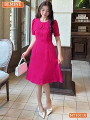 Đầm thiết kế BEMINE cổ tròn vạt giả đính cúc dáng chữ A MT10116