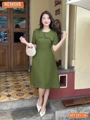 Đầm thiết kế BEMINE cổ tròn vạt giả đính cúc dáng chữ A phù hợp đi làm, đi chơi-MT10116