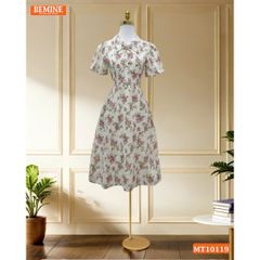 Đầm thiết kế BEMINE cổ V đính nơ dáng chữ A phù hợp đi làm, đi chơi-MT10119