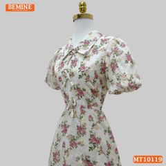Đầm thiết kế BEMINE cổ V đính nơ dáng chữ A phù hợp đi làm, đi chơi-MT10119