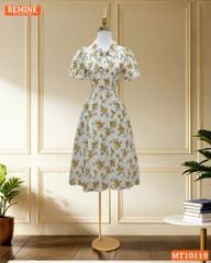 Đầm thiết kế BEMINE cổ V đính nơ dáng chữ A phù hợp đi làm, đi chơi-MT10119