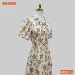 Đầm thiết kế BEMINE cổ V đính nơ dáng chữ A phù hợp đi làm, đi chơi-MT10119