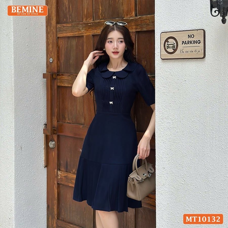 Đầm thiết kế BEMINE cổ sen kiểu xếp ly ngực dáng đuôi cá phù hợp đi làm, đi chơi-MT10132