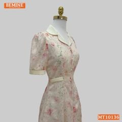 Đầm thiết kế BEMINE cổ sơ mi dáng chữ A in hoa-MT10136
