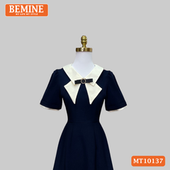Đầm thiết kế BEMINE cổ đức cách điệu đính nơ dáng chữ A phù hợp đi làm-MT10137