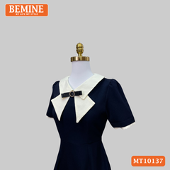 Đầm thiết kế BEMINE cổ đức cách điệu đính nơ dáng chữ A phù hợp đi làm-MT10137