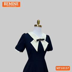 Đầm thiết kế BEMINE cổ đức cách điệu đính nơ dáng chữ A phù hợp đi làm-MT10137