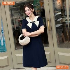 Đầm thiết kế BEMINE cổ đức cách điệu đính nơ dáng chữ A phù hợp đi làm-MT10137
