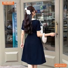 Đầm thiết kế BEMINE cổ đức cách điệu đính nơ dáng chữ A phù hợp đi làm-MT10137