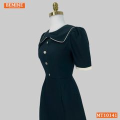 Đầm thiết kế BEMINE cổ tròn nơ cách điệu đính cúc dáng chữ A phù hợp đi làm-MT10141
