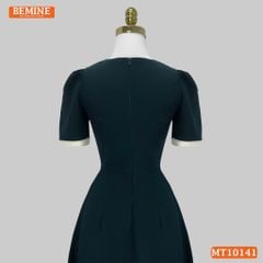 Đầm thiết kế BEMINE cổ tròn nơ cách điệu đính cúc dáng chữ A phù hợp đi làm-MT10141