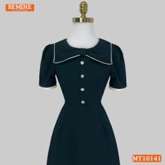 Đầm thiết kế BEMINE cổ tròn nơ cách điệu đính cúc dáng chữ A phù hợp đi làm-MT10141