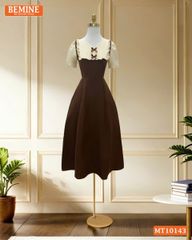 Đầm thiết kế BEMINE cổ tim phối viền bèo dáng chữ A MT10143