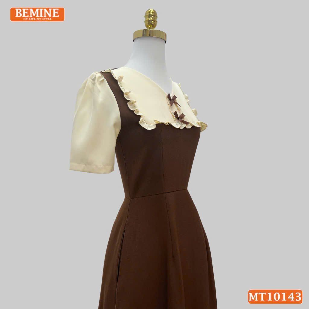 Đầm thiết kế BEMINE cổ tim phối viền bèo dáng chữ A MT10143