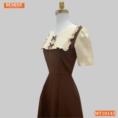 Đầm thiết kế BEMINE cổ tim phối viền bèo dáng chữ A MT10143