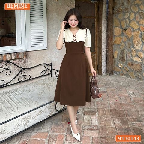 Đầm thiết kế BEMINE cổ tim phối viền bèo dáng chữ A MT10143