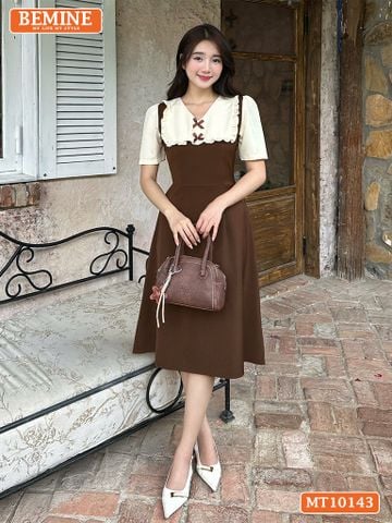 Đầm thiết kế BEMINE cổ tim phối viền bèo dáng chữ A MT10143