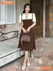 Đầm thiết kế BEMINE cổ tim phối viền bèo dáng chữ A MT10143