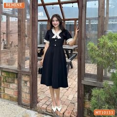 Đầm thiết kế BEMINE cổ tim viền bèo dáng chữ A phù hợp đi làm-MT10153