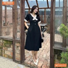 Đầm thiết kế BEMINE cổ tim viền bèo dáng chữ A phù hợp đi làm-MT10153