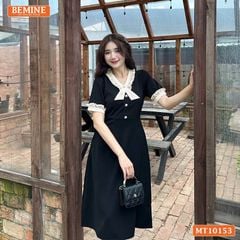 Đầm thiết kế BEMINE cổ tim viền bèo dáng chữ A phù hợp đi làm-MT10153