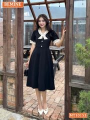Đầm thiết kế BEMINE cổ tim viền bèo dáng chữ A phù hợp đi làm-MT10153