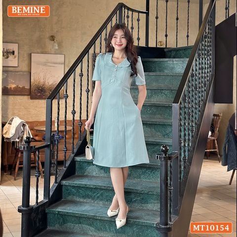 Đầm thiết kế BEMINE cổ tim đính cúc dáng chữ A MT10154