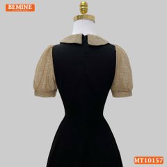 Đầm thiết kế BEMINE cổ sen giả yếm dáng chữ A MT10157