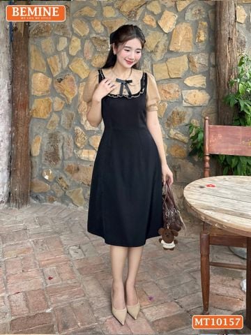 Đầm thiết kế BEMINE cổ sen giả yếm dáng chữ A MT10157