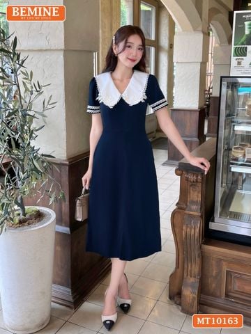 Đầm thiết kế BEMINE cổ tim phối ren hoa dáng chữ A xẻ tà phù hợp đi làm, đi chơi-MT10163