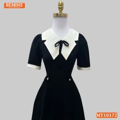 Đầm thiết kế BEMINE cổ bướm đính nơ dáng chữ A eo đính cúc MT10172