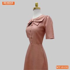 Đầm thiết kế BEMINE cổ tròn nơ cách điệu dáng xòe dài MT10192