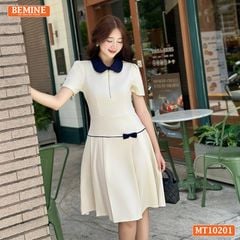 Đầm thiết kế BEMINE cổ sen có khóa kéo trước dáng chữ A MT10201