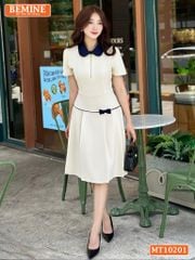 Đầm thiết kế BEMINE cổ sen có khóa kéo trước dáng chữ A MT10201