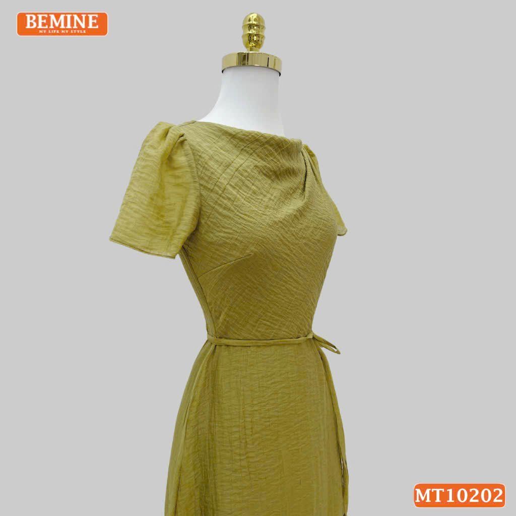 Đầm thiết kế BEMINE cổ tròn tơ nhăn dáng chữ A MT10202