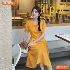 Đầm thiết kế BEMINE cổ tim đính nơ dáng chữ A MT10302