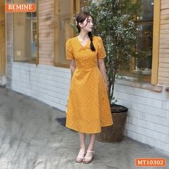 Đầm thiết kế BEMINE cổ tim đính nơ dáng chữ A MT10302