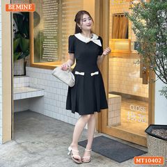 Đầm thiết kế BEMINE cổ tròn nơ phối viền dáng chữ A MT10402