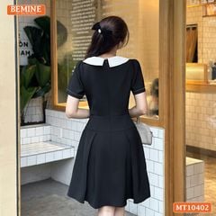 Đầm thiết kế BEMINE cổ tròn nơ phối viền dáng chữ A MT10402