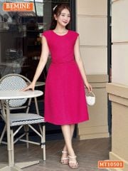 Đầm thiết kế BEMINE cổ tròn tay hến eo chéo dáng chữ A MT10501